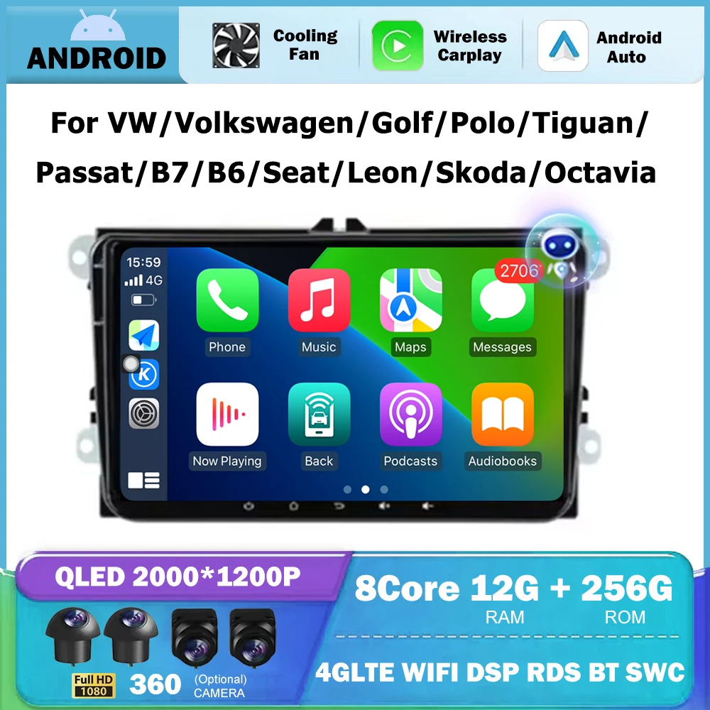 GPS Navigation Multimedia Player For VW/Volkswagen/Golf/Polo/Tiguan/Passat/B7/B6/Seat/Leon/Skoda/Octavia Android Car Radio 9 ''