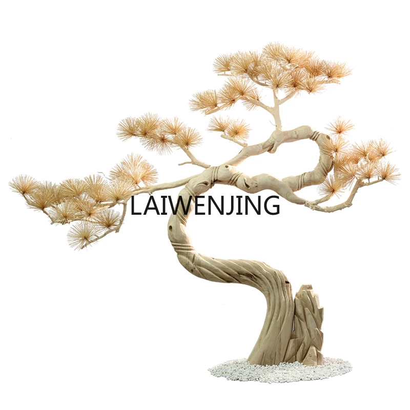 LYN simulated welcome pine large floor ornament solid wood carving large soft decoration