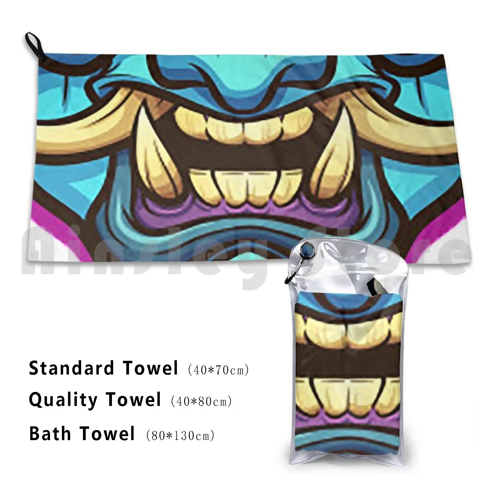 Oni Design serviette de bain coussin de plage Oni démon japon japonais Anime Hannya Hydro Oni diable Hannya tatouage Hiro