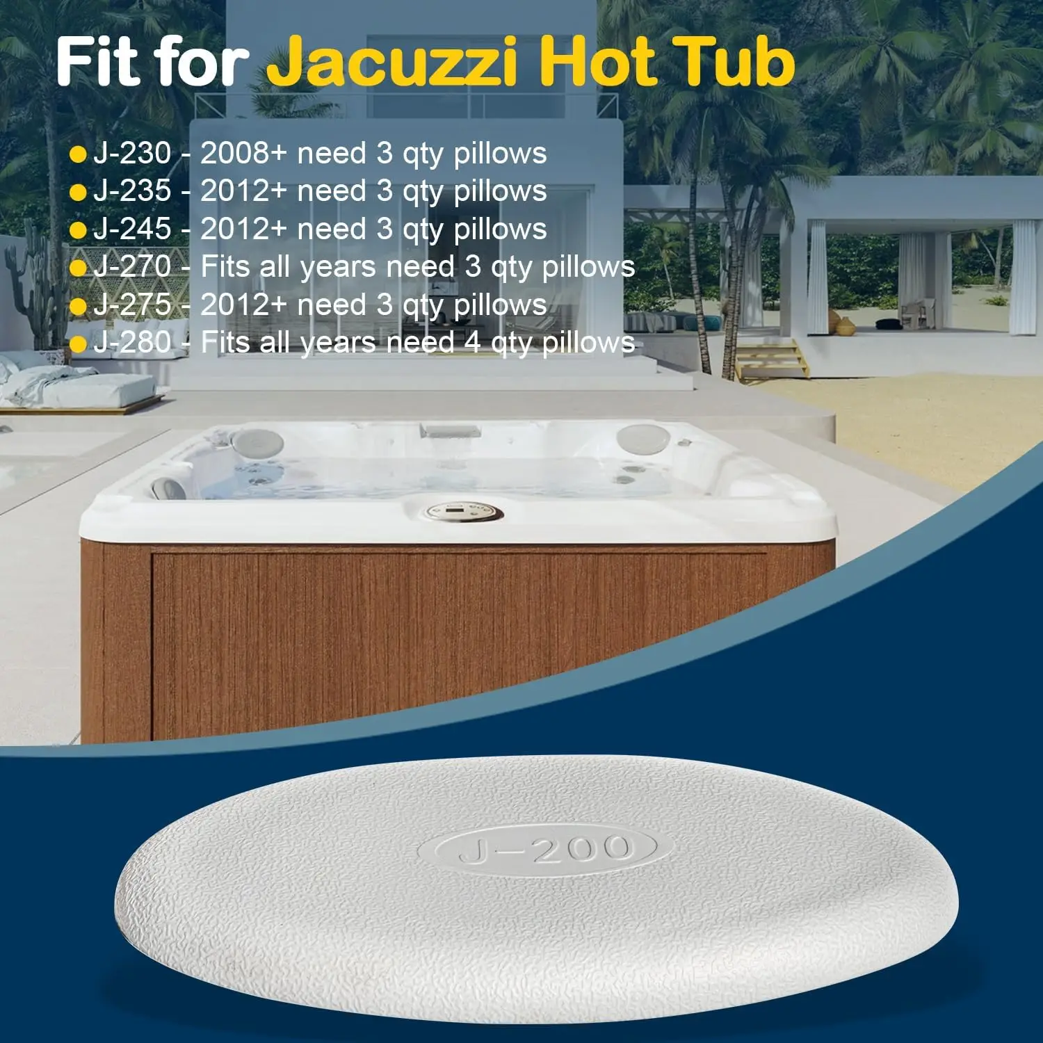 MX 2472-828 Gray Snap in Pillow for Jacuzzi 2008 to Current J-200 Series Spas & Select J-100 Model, Replace # 6455-457