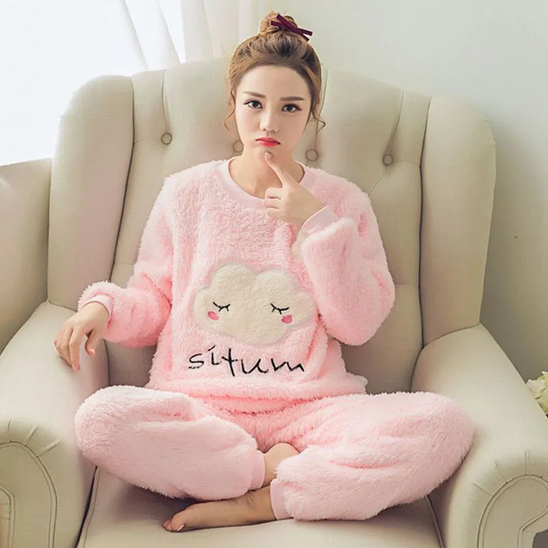 

Winter Thickened Warm Coral Velvet Couple Pajamas Hooded Robe Long Flannel Solid Color Easy to Clean Homewear for Men And Women
