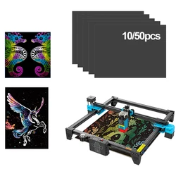 10/50Pcs Laser Engraver Magic Color Rainbow Scratch Art Paper Card Set Random Color For Laser Engraving TTS-55 DIY Drawing Gift