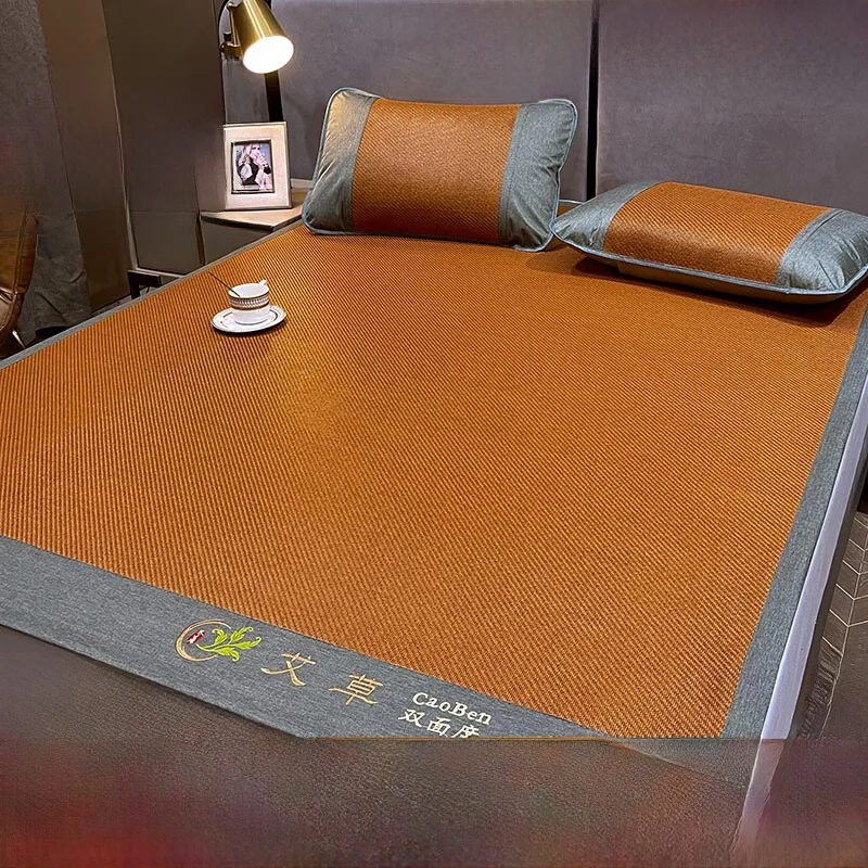set-di-tre-pezzi-in-rattan-naturale-tappetino-rinfrescante-pieghevole-in-seta-di-artemisia-per-condizionatore-d'aria-singolo-doppio-per-dormitorio-studentesco