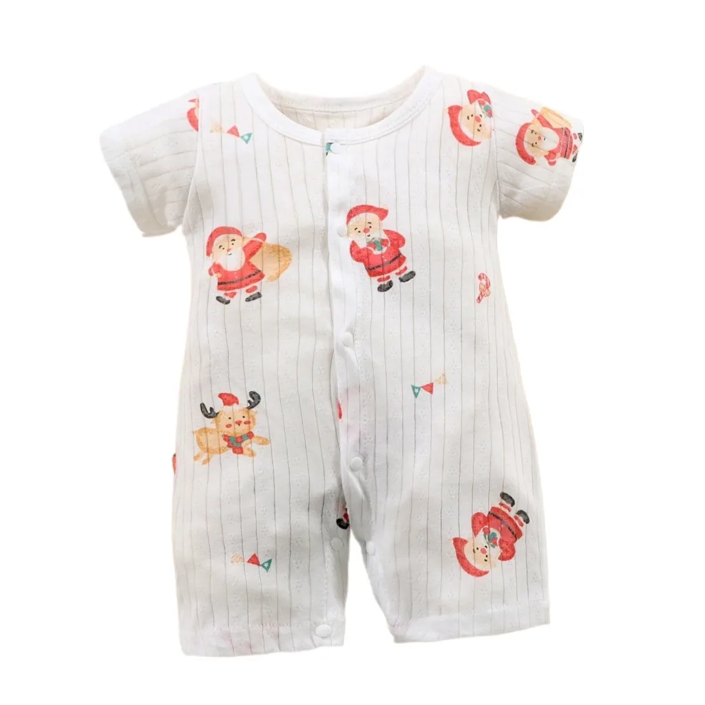

Christmas Santa Claus Baby Onesies Climbing Clothes Summer Newborn Boys Girls Rompers Short-Sleeved Thin Harness Infant Clothes