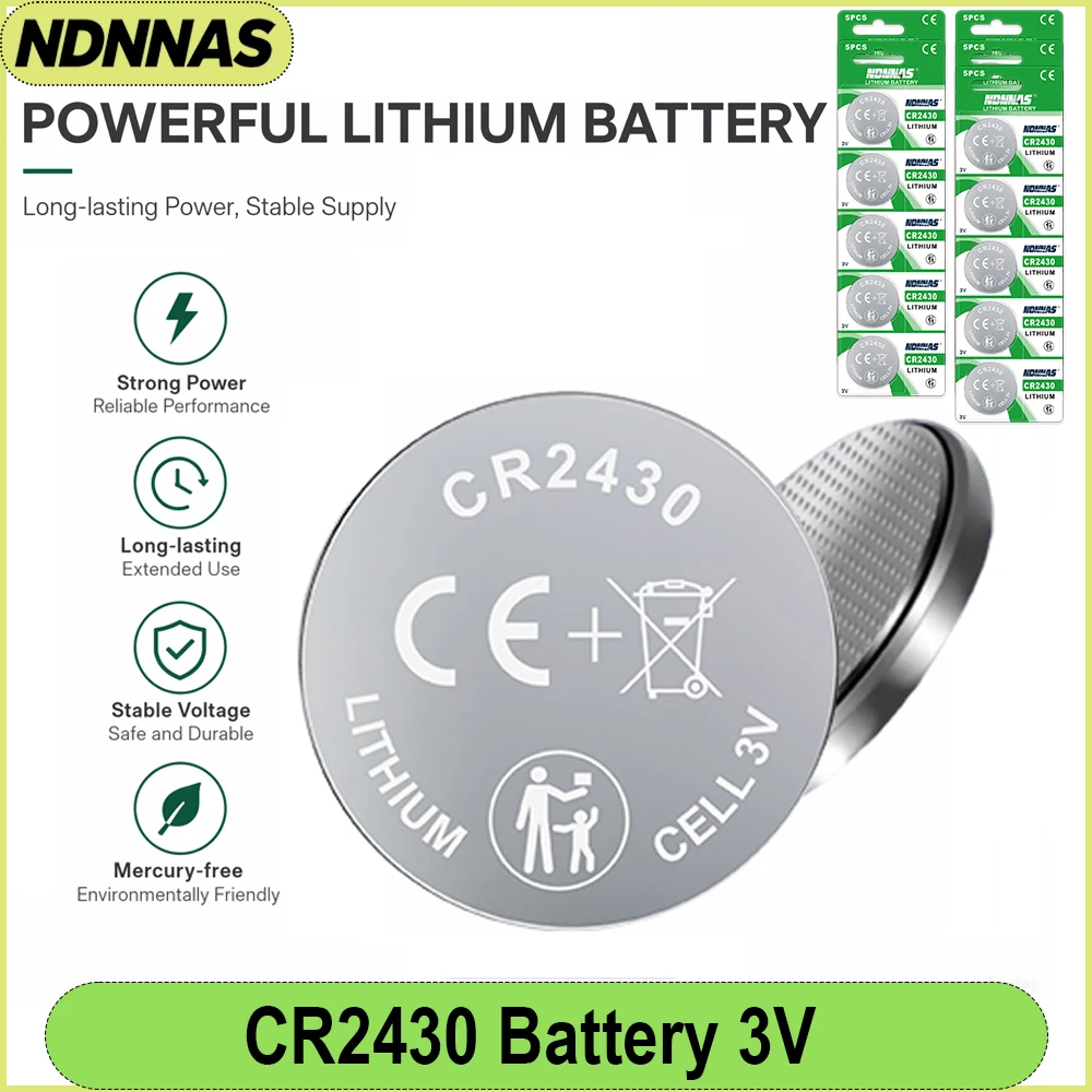 

5-50Pcs CR2430 3V Lithium Coin Battery DL2430 BR2430 Button Cell for Key Fob Alarm Clock Remote Control