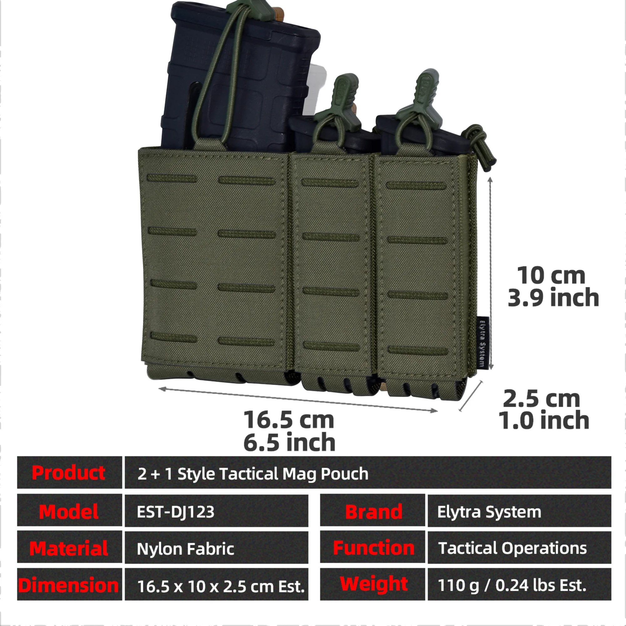 Bolsa táctica MOLLE Triple Mag Carrier corte láser extracción rápida - imagen 5