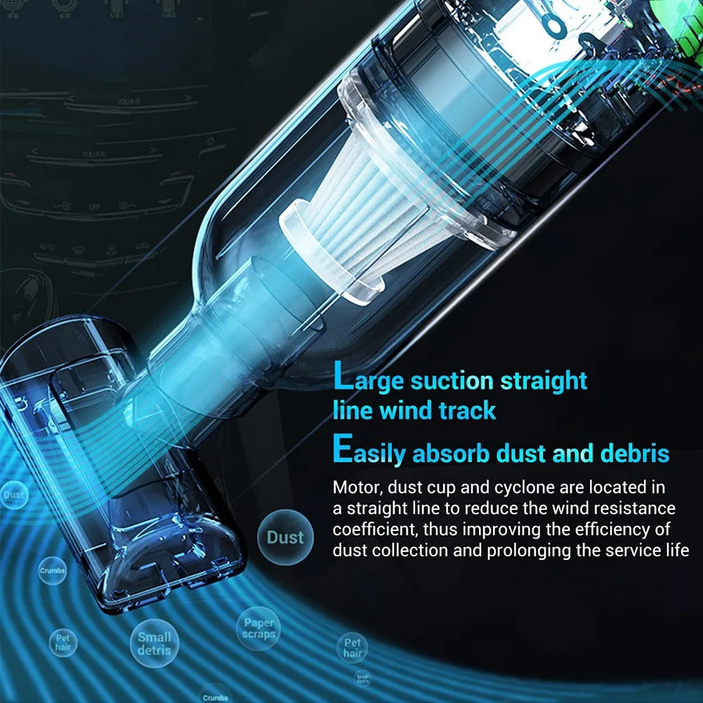 Handheld Vacuum Cleaner for Car and Home Wireless Portable Dry Wet Mini Vacuum Cleaner Dust Sand Cleaning MachineN02R