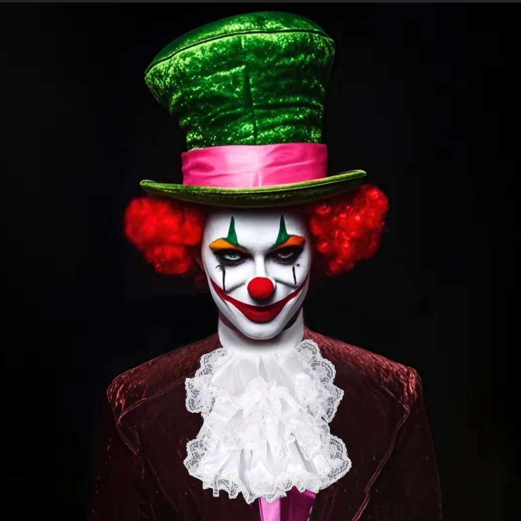 مجموعة قلادة مريلة بياقة المهرج الجديدة للسيدات، إكسسوارات حفلات المكياج، دعائم استوديو ريترو