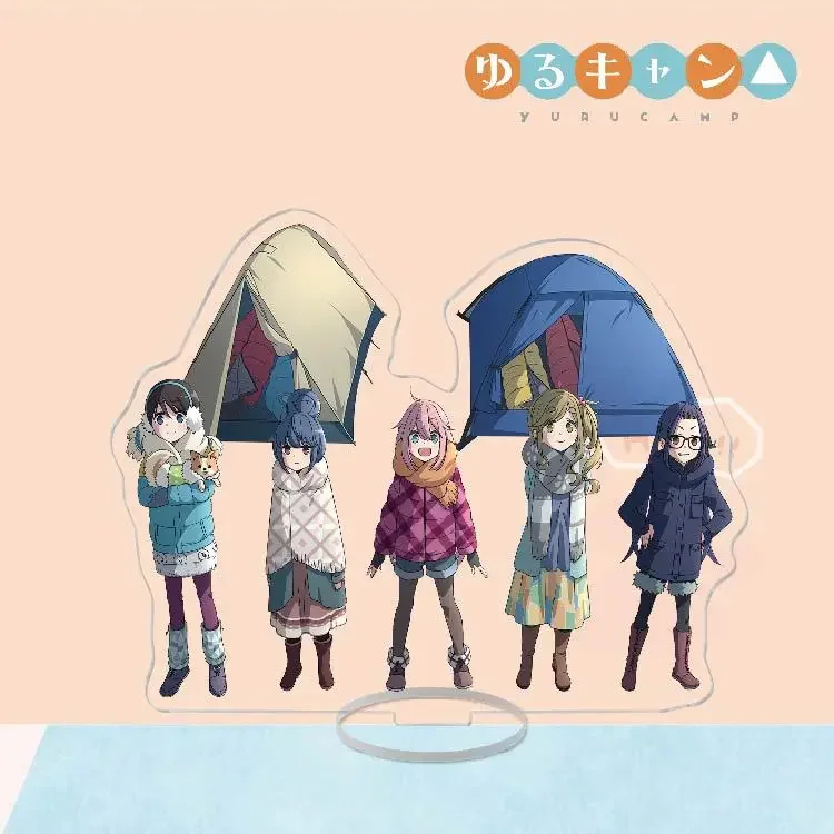 Loen Anime Peripheral Store Yuru Camp Shima Rin Nadeshiko Kagamihara HD Acrylic Stand Desktop Decor Fans Charm Gifts About 15cm