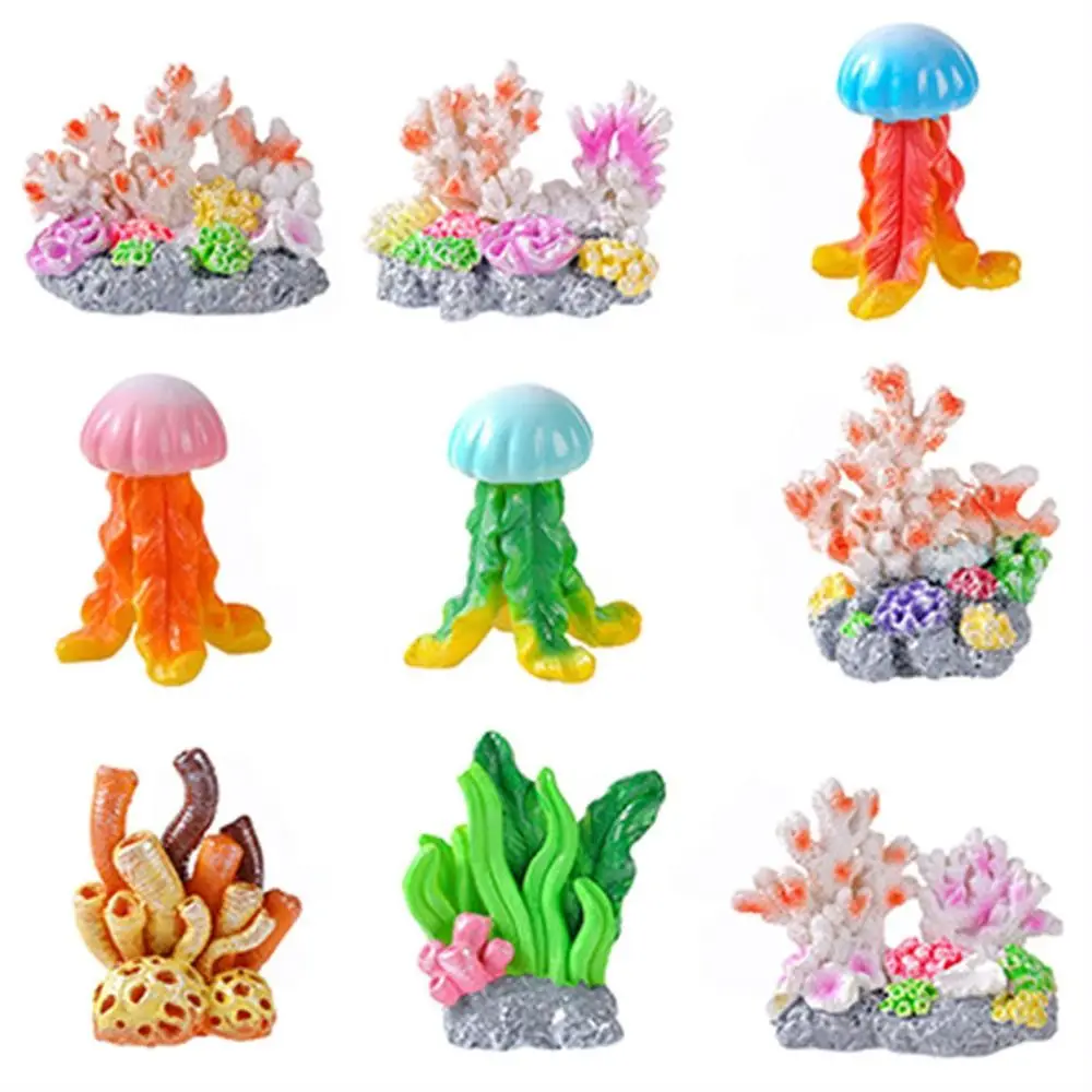 Multicolor Simulated Underwater Coral Resin Fairy Garden Desktop Knick-knack Fish Tank Ornaments Home Decoration