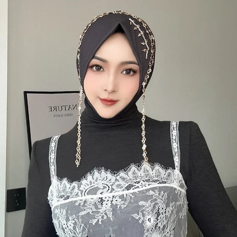 New Year Gift Dubai Muslem Hijab Hat Tassels With Chains