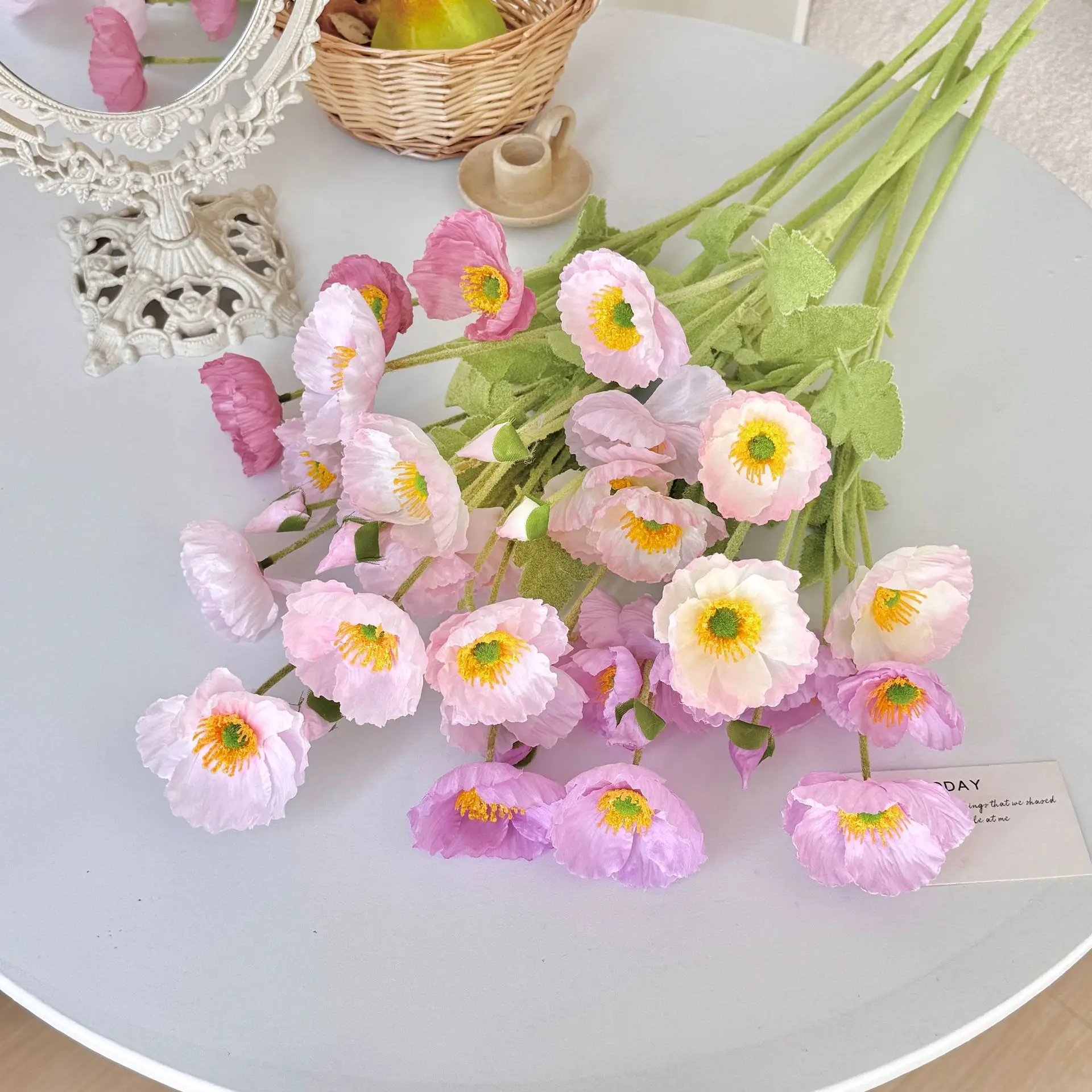 

Faux Poppy Artificial Flowers Silk Flowers Long Stem Housewarming Garden Table Wedding DIY Party Wedding Bridal Bouquet Decor