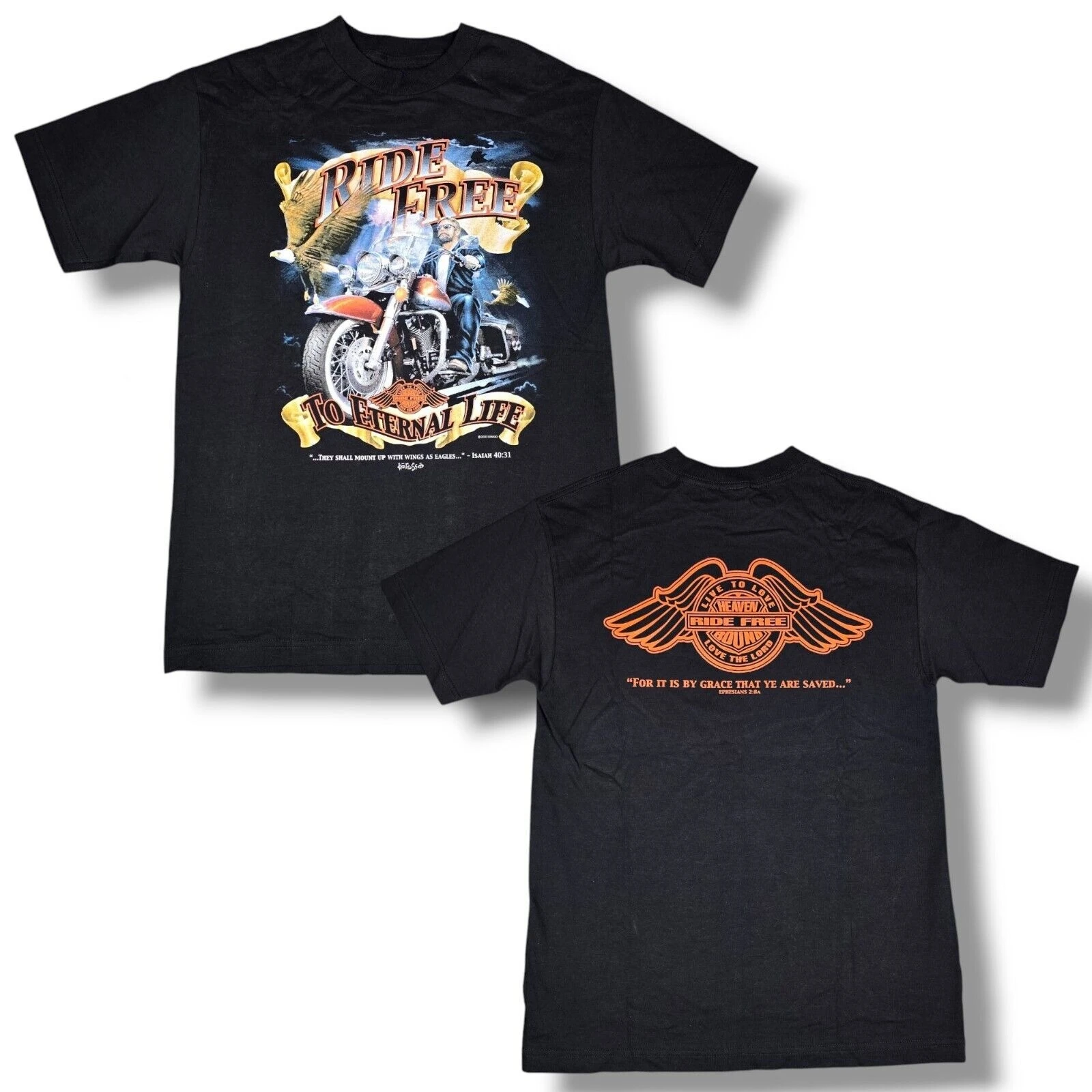 

Ride Free To Eternal Life Jesus Christian Rider Motorcyclist T-Shirt 100% Cotton O-Neck Short Sleeve Summer Casual Mens T-shirt