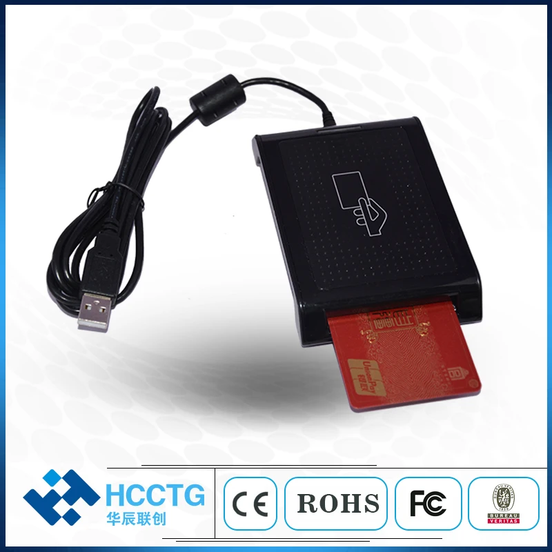 

USB CCID Type A EMV L1 Card Reader Writer Contactless NFC Black with 4 PSAM HD8N