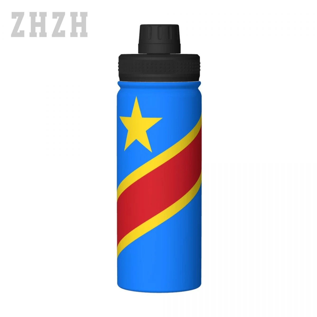 Unisex Sports Water Thermos Bottle Democratic Republic Of Congo Flag Stainless Steel Double-layer Insulation Cold And Hot Travel