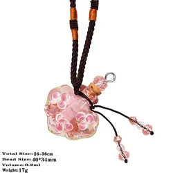 Qianbei Car Flower Heart Handmade Murano Lampwok Glass Aqua Crystal Rhinestone Perfume Bottle Pendants Women Ropes Necklaces