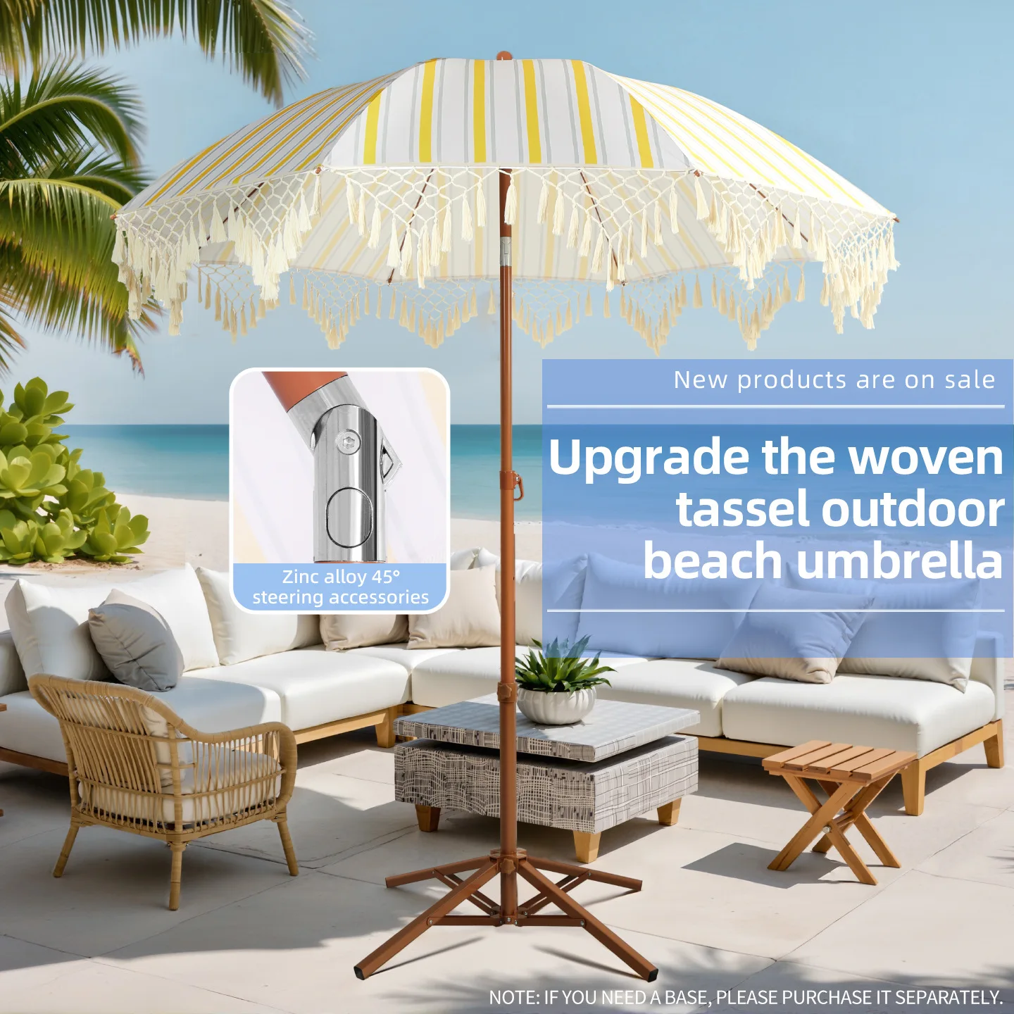 Seaside Resort Beach Umbrella Courtyard Tassel Umbrella Sun Pool Sun Protection Terrace Parasol