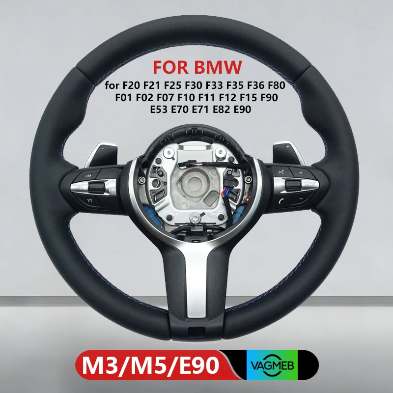 

for BMW M3 M5 E90 F10 F11 F02 F06 F90 F20 F22 F25 F30 F31 F33 F35 F36 F80 E70 E71 E90 Leather M Sport Steering Wheel with Paddle