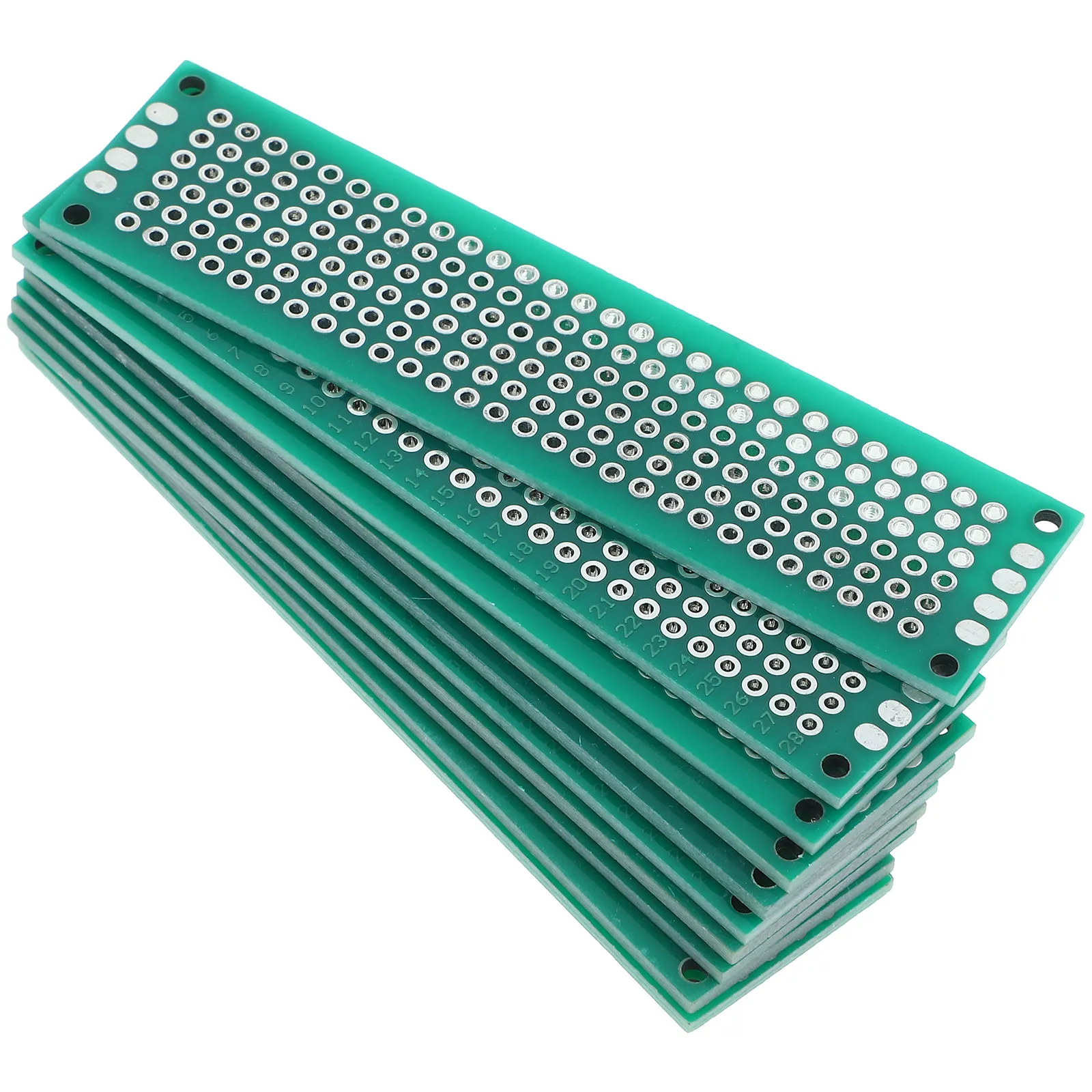 10Pcs Double Sided Universal Circuit Board Pcb Solderable Board 2x8cm Wear Resistant Resin Fiberglass for Electronics
