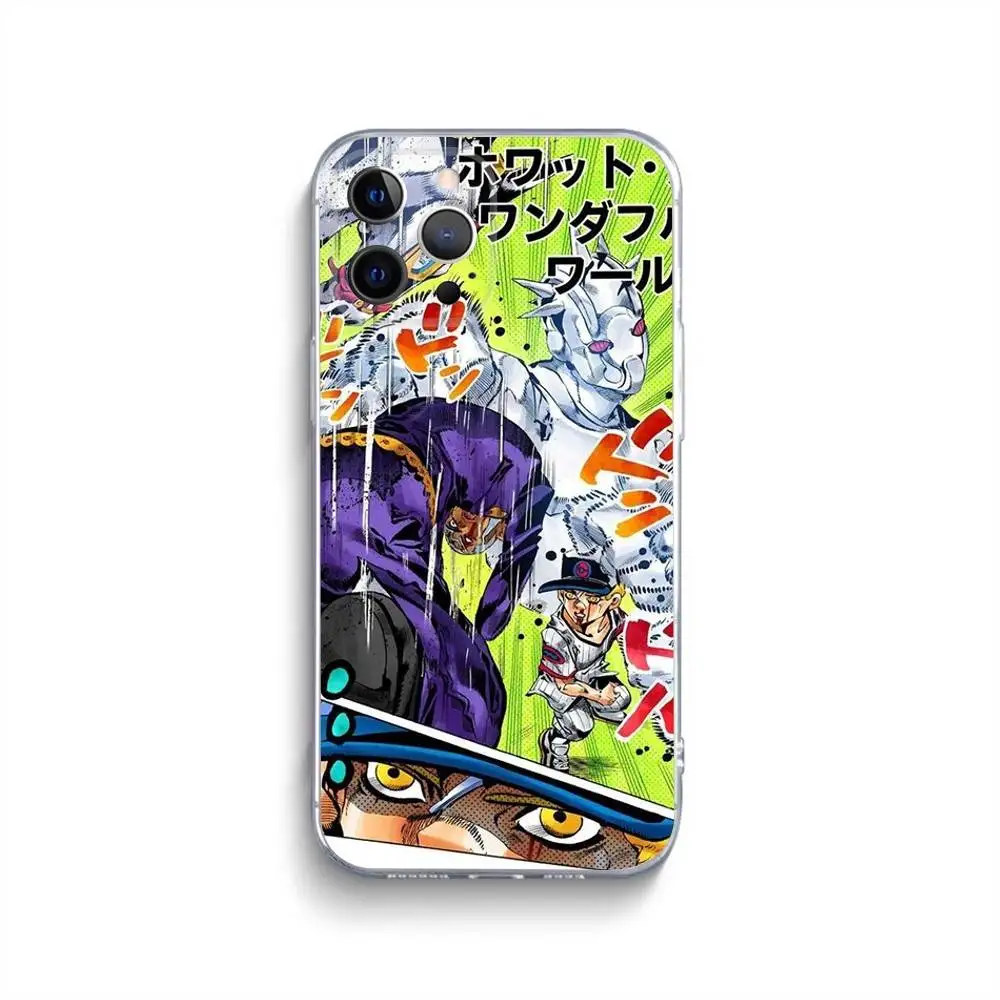 J-Jojo Bizarre Funda de teléfono para iPhone 16,15,14,13,12,11,Pro,Max,Xs,Xr,X,7,8,Plus,Mini Funda transparente de silicona