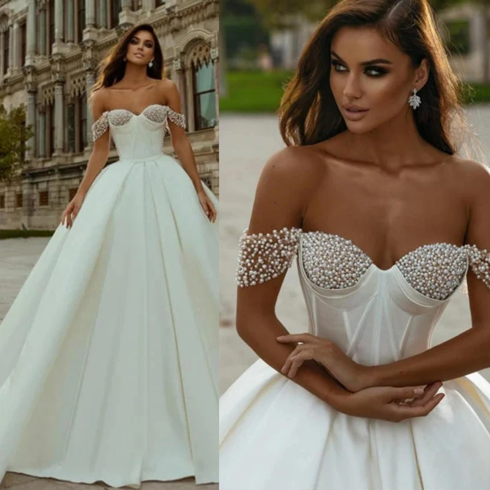 Abiti da sposa senza maniche da spiaggia in pizzo con spalle scoperte Appliques con spalle scoperte una linea abito da sposa Boho abito da sposa principessa abito da sposa