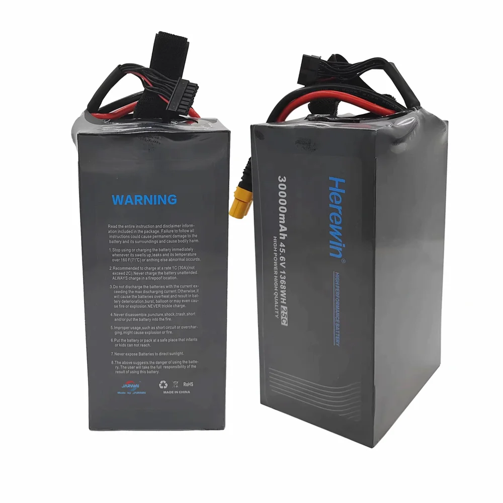 herewin battery with a capacity of 12S, 45.6V, 30000mAh, 25C, suitable for agricultural drones