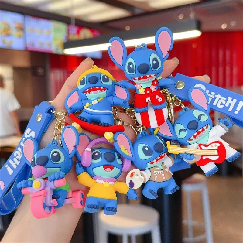 1/6pcs Lilo & Stitch Speelgoed Sleutelhanger Anime Stitch Cartoon Sleutelhanger Zoete Engel Keychians Vrouwen Auto Sleutelhanger meisje Verjaardagscadeau