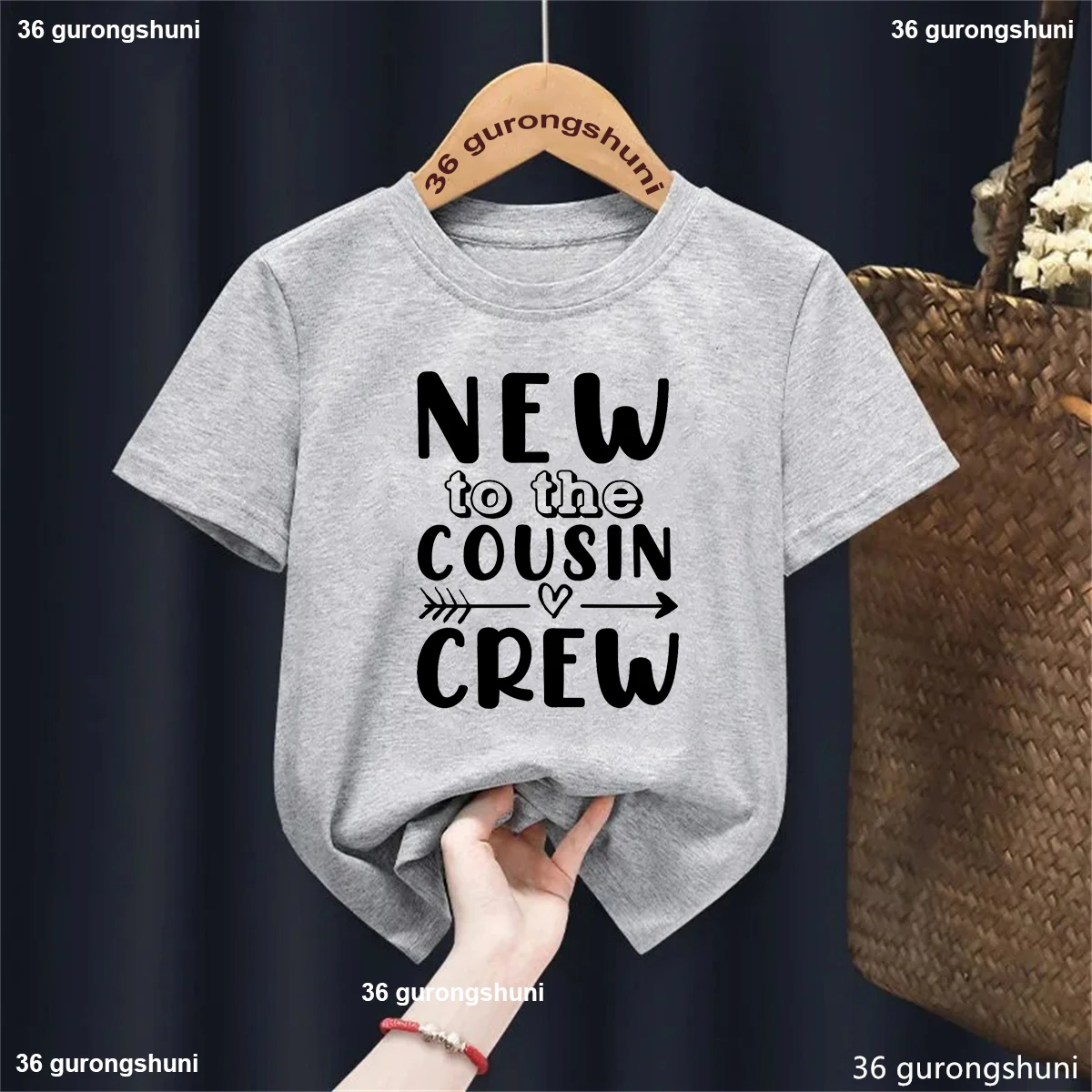 

Funny Kids Clothes New To The Cousin Crew Letter Printed T Shirt Girls/Boys Pregnancy Announcement Tshirt Summer Tops Tee Shirt