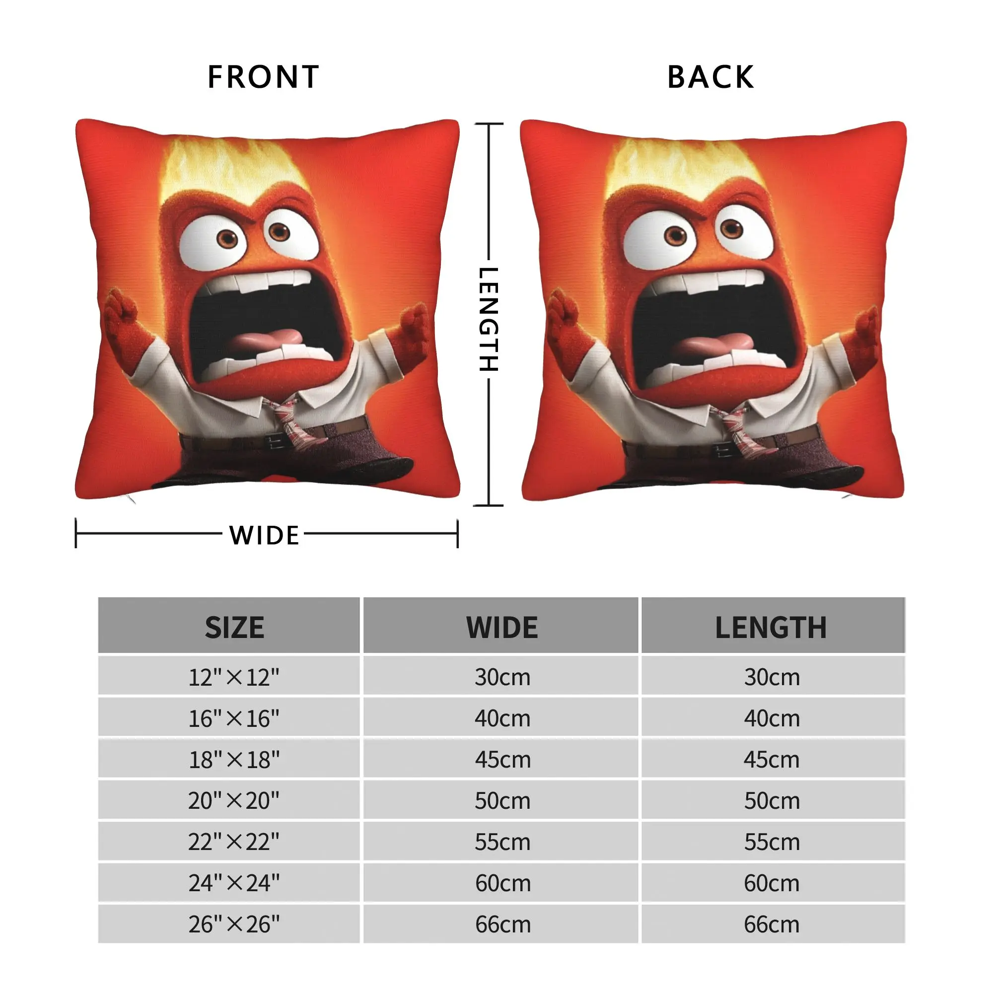 Insides Outs Anger Square Pillow Case Cartoon Cushion Covers Fashion Zippered Decorative Pillowcase for Car 18