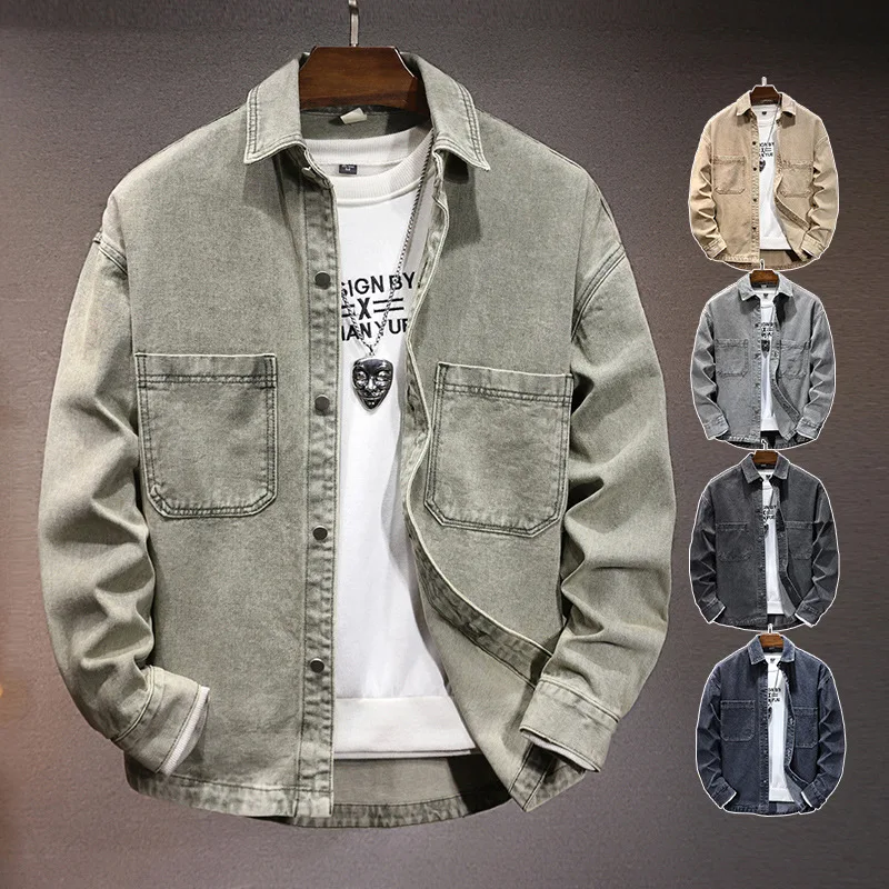New Casual Jacket 2026 Spring, Trendy And Stylish, Versatile, Slightly Loose Men's Denim Shirt With A Turn-Down Collar