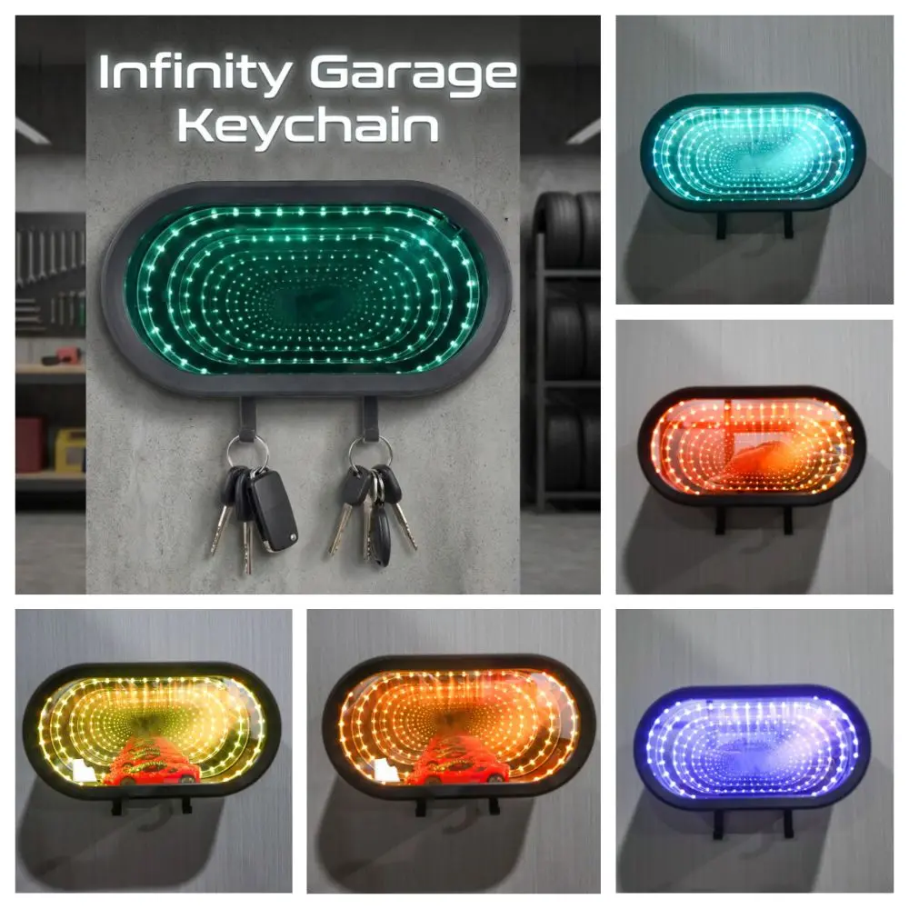 

Creative Garage Keychain Mirrior Illuminated Garage Key Holder Easy Installation Colorful LED Light Car Key Hanger