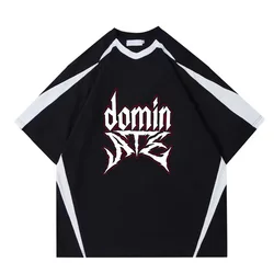 Korean Fashion DominATE Merch T Shirt Women Men 100% Cotton Short Sleeve Graphic Tees Trendy Street Casual Loose Pullover Tops