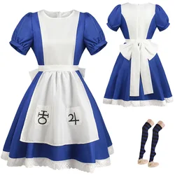 Anime Alice Princess Dress Game Madness Returns Alice Cosplay Costume Maid Apron Dress Sockings For Women Girls Halloween Party