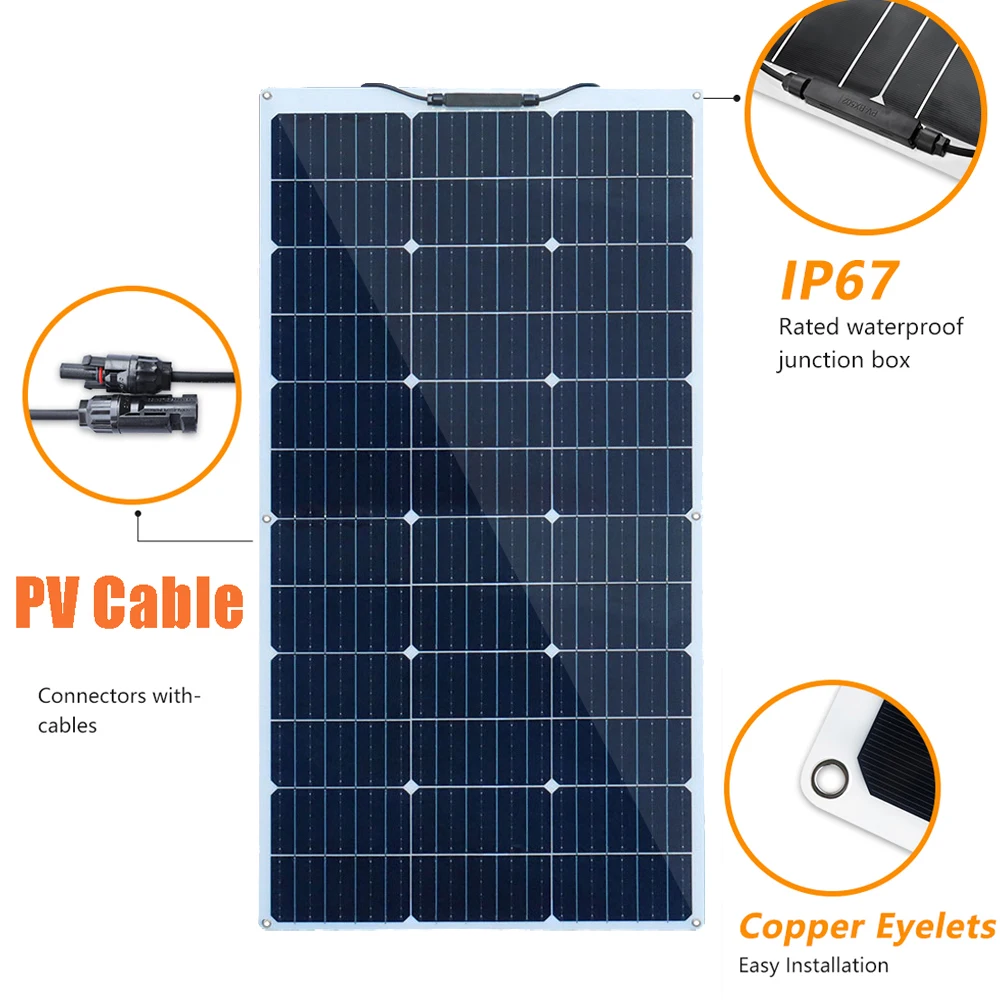 150W 300W 450W 600W Flexible Solar Panel 12V Solar Charging Panels Battery Charger Photovoltaic Panel for Home Balcony Camper RV