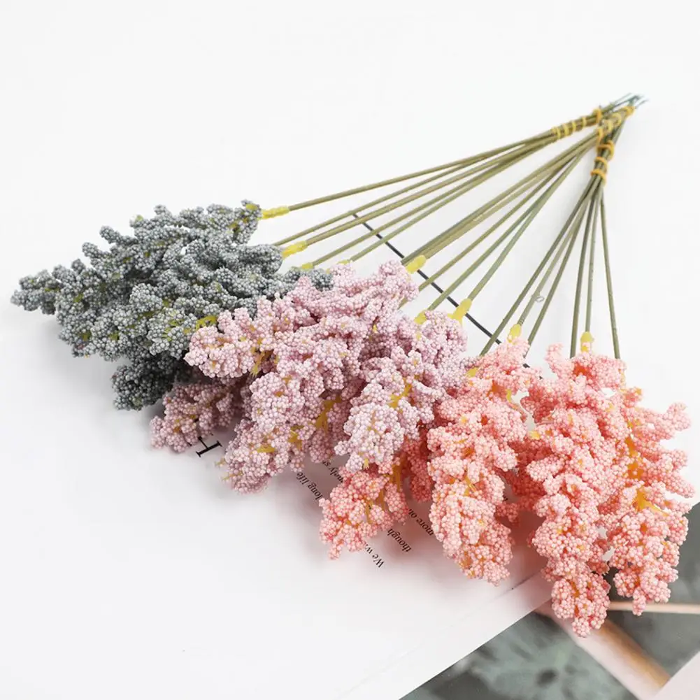 Artificial Wheat Ears Plasticity Wheat Ear Decor 2 Bunches Simulated Wheat Stems Durable Foam Grain Flowers Artificial for Diy