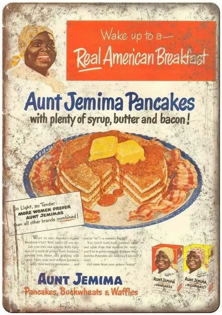 Metal Poster Plaque Aunt Jemima Pancake Waffle Mix Vintage Metal Tin Signs Home Bar Shop Decorations Coffee Sign Gift 8x12 Inch