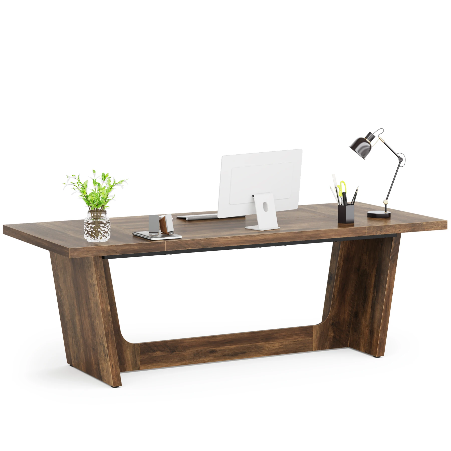 Tribesigns 360 cm Executive computerbureau: groot thuiskantoor, industriële schrijftafel, werkstation, zakelijk meubilair - afbeelding 2