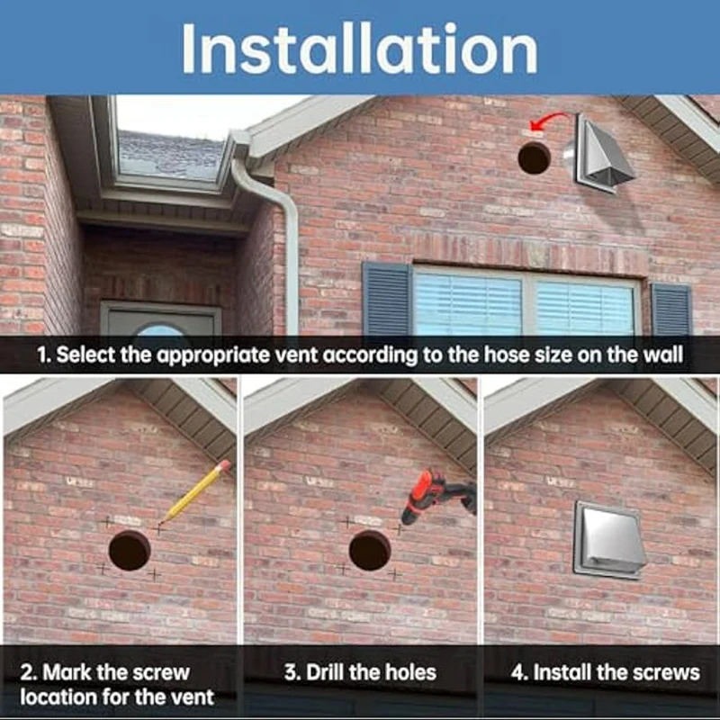 Exterior Secador Ventilação Tampa com Almofada Flap Non Return, Extrator Externo, Ventilação de Parede