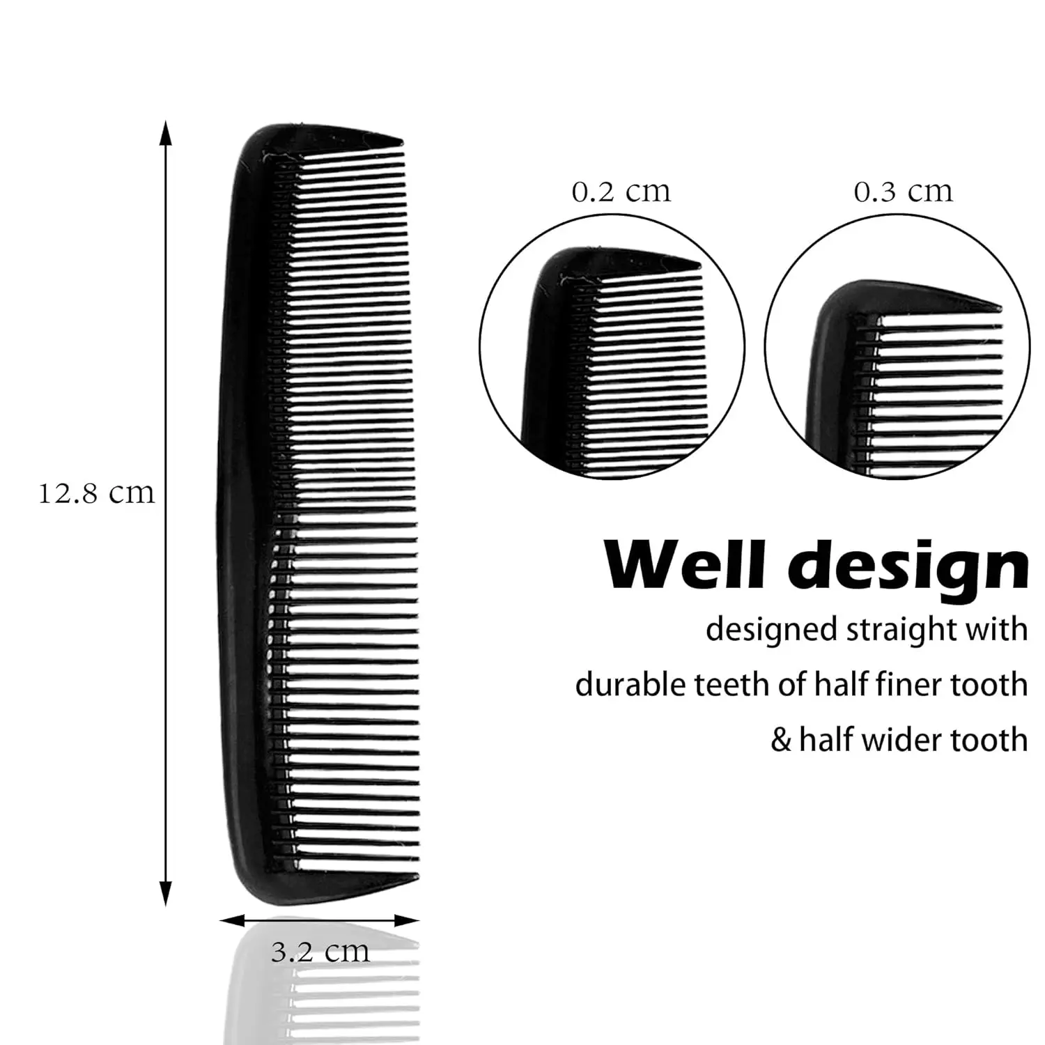 12pcs portable plastic anti-static double-sided dense toothed hair combs salon hair comb tools Special for real hair wigs