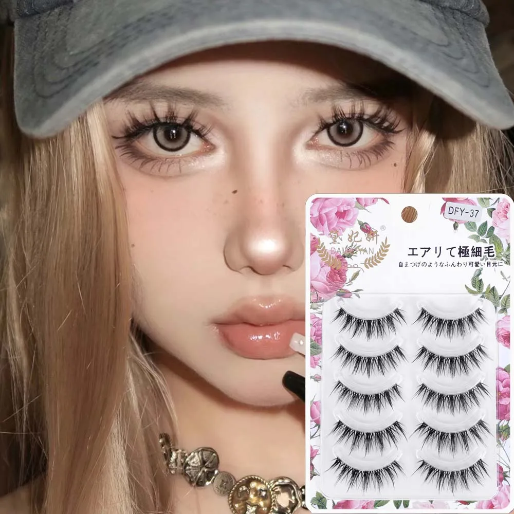 5 Paar dicke falsche Wimpern, 3D-Nerz, natürliche Manga-Wimpern, flauschig, weich, Kreuz-Manga-Wimpern, Wispy, natürliche Wimpernverlängerung, Make-up