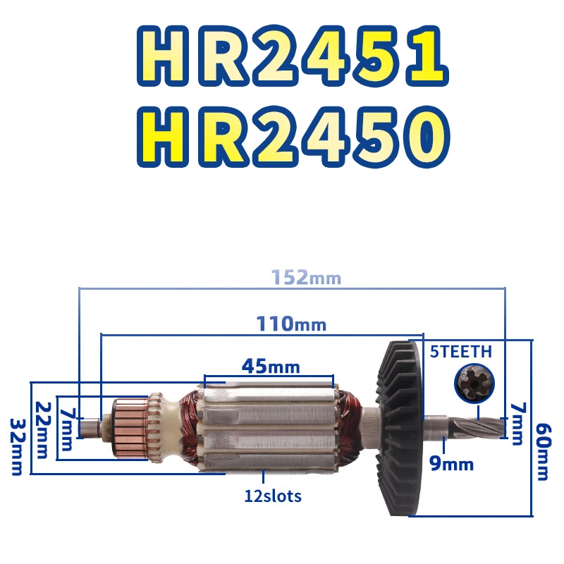 

AC220-240V Rotors Accessories for Makita HR2451 HR2450 Hammer Electric picks Impact drills Armatures Rotors Replacements