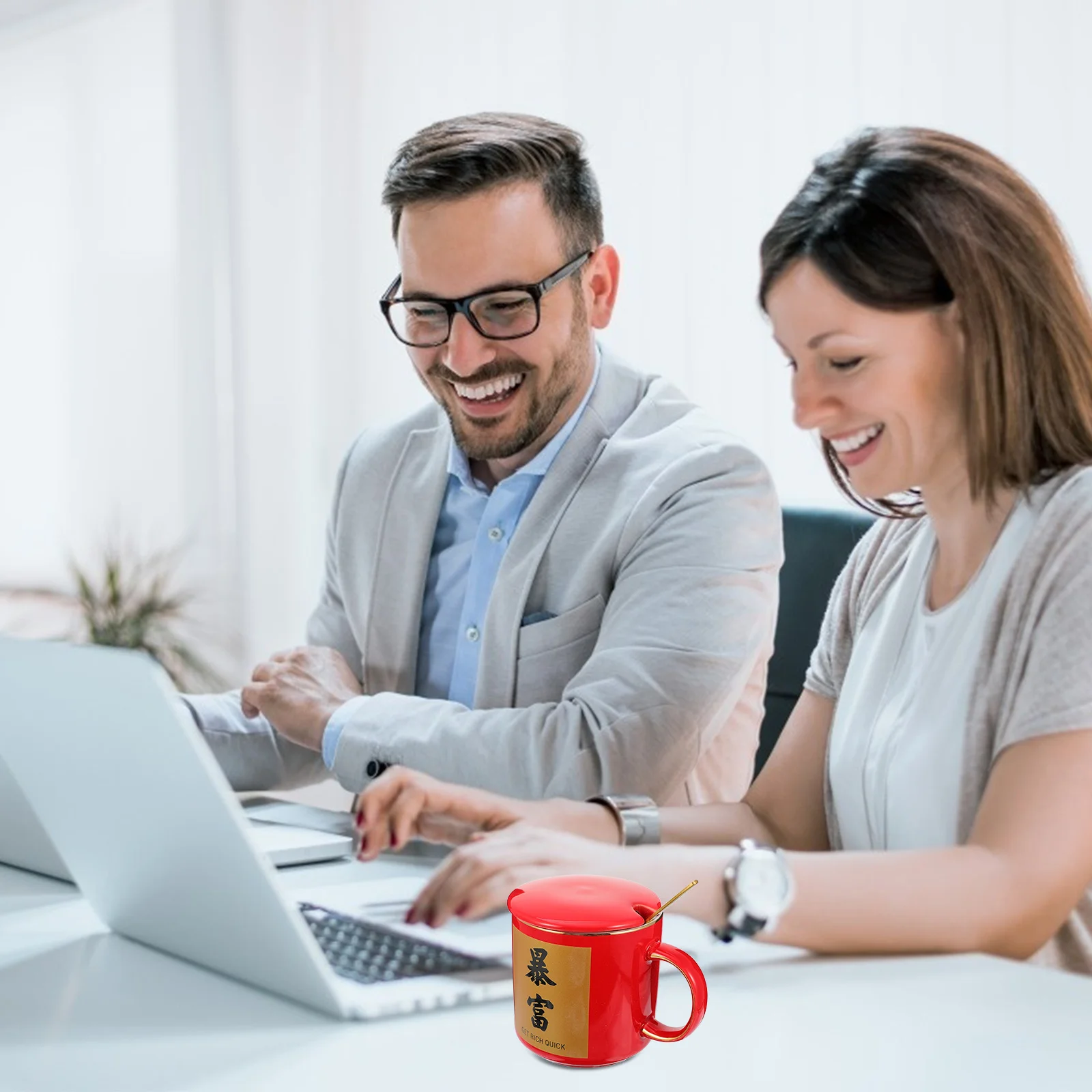 

1Set Ceramic Tea Mug with Spoon Lid Chinese Style Drinkware Large Capacity Coffee Milk Cup Beautiful Festival Design