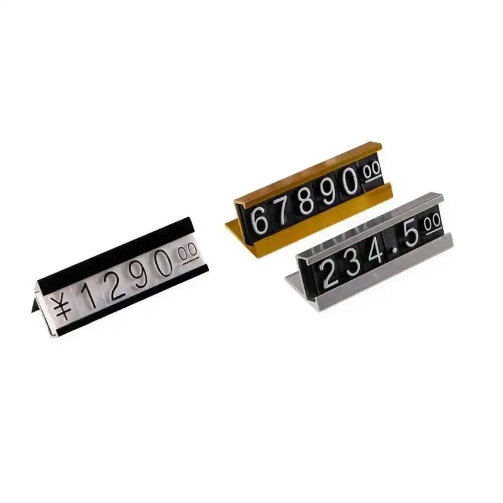 Price Tag Dollar Euro Number Digit Cubes Clothes Phone Laptop Jewelry Showcase Counter Price Label Sign Display Stand