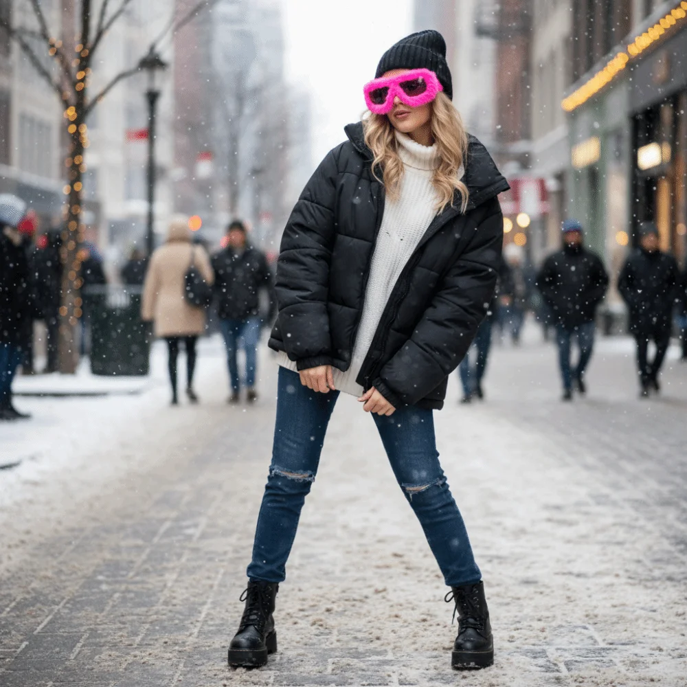 트렌디한 복고풍 선글라스 모피처럼 부드러운 겨울 선글라스 UV400 벨벳 파티 선글라스 겨울 크리스마스 할로윈 파티