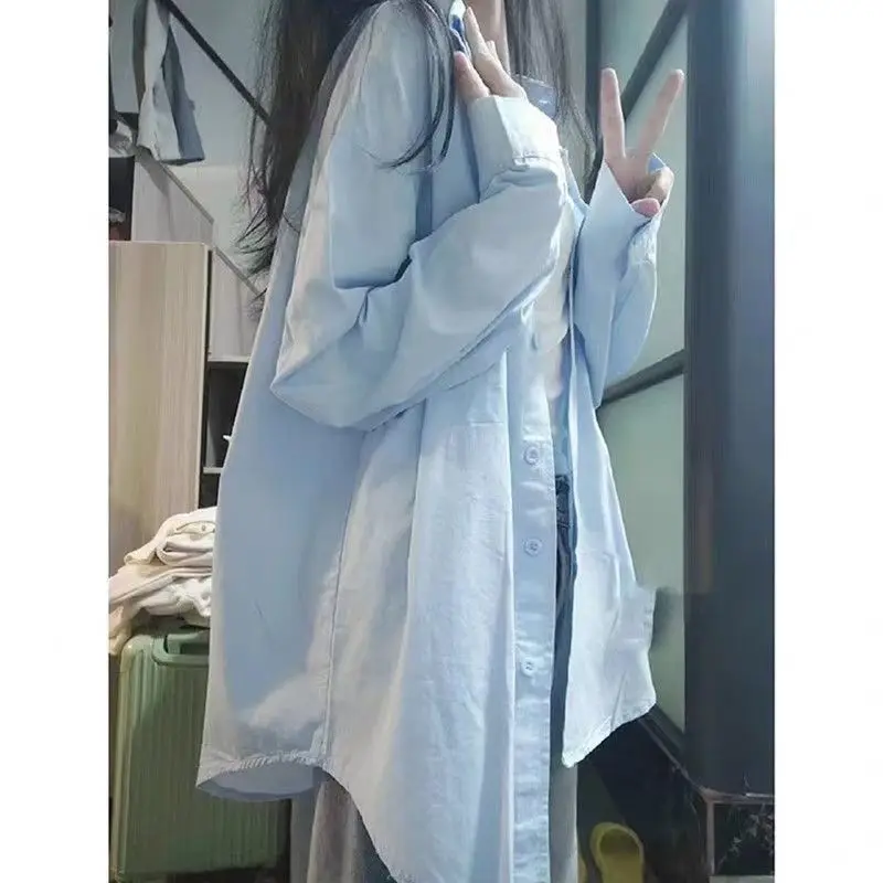 

Design Sensation Тонкая защита от солнца irt Многослойная летняя свободная верхняя одежда Длинный воротник све Смесь полиэстеров Повседневная irt