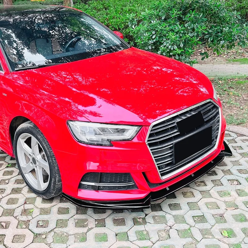 لأودي A3 S3 8 فولت تجميل 2017-2020 خط الجبهة الفاصل الجبهة الشفة و المفسد تعديل الخارجي ABS ترقية التصميم الخارجي #3