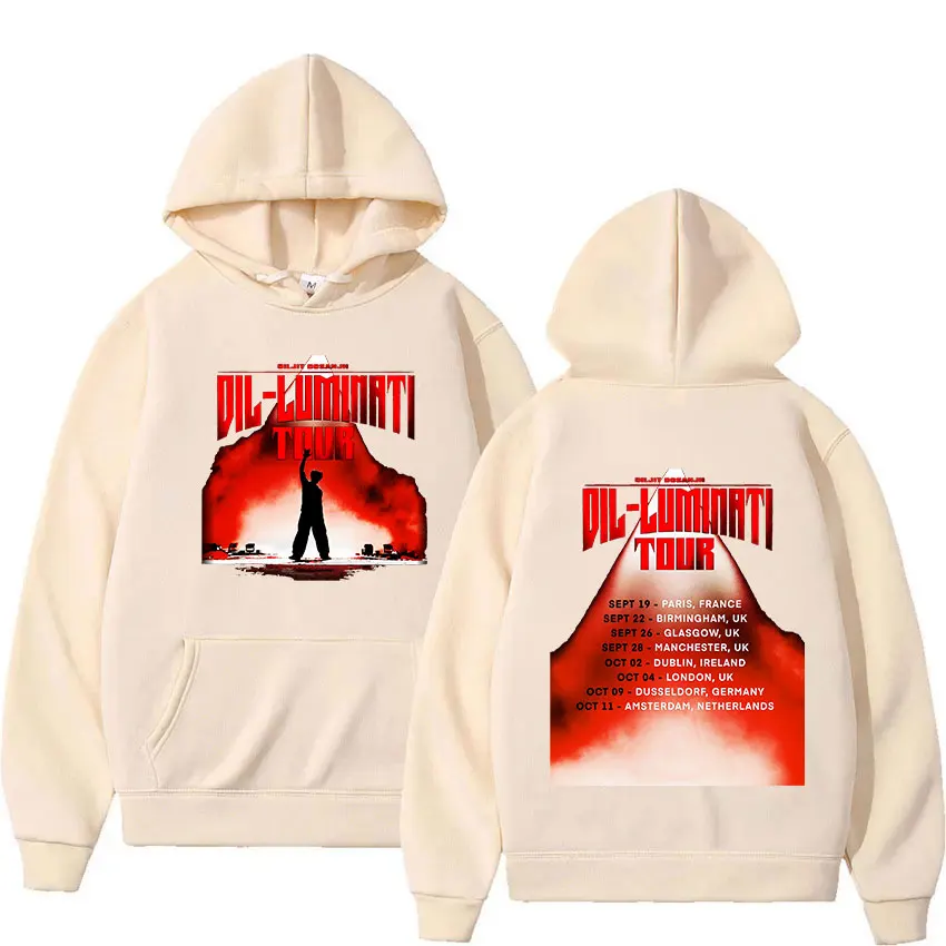 Diljit Dosanjh Dil-Luminati 2024 Tour Print Hoodie Men\'s Hip Hop Fashion Pullover Sweatshirt Vintage Oversized Hooded Streetwear