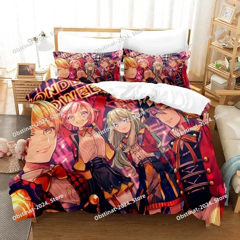 

New Wonderlands x Showtime Bedding Set Single Twin Full Queen King Size Bed Set Adult Kid Bedroom Duvet cover Sets Anime Girls