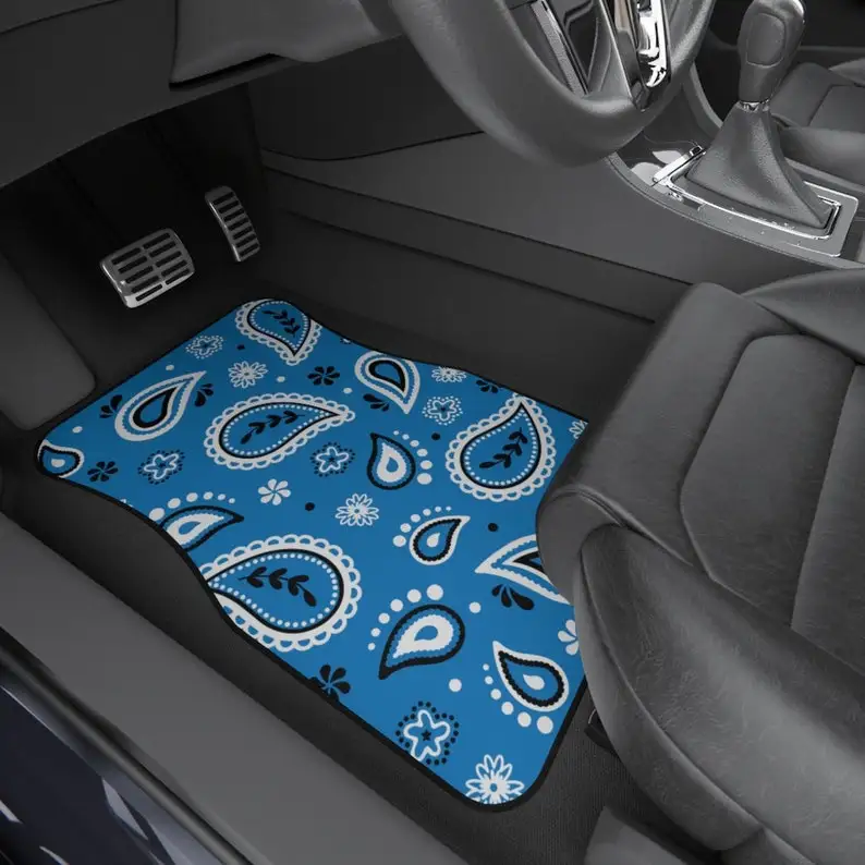 

Blue Paisley Car Mats (2x Front), Blue Car Mats, Bandana Print Car Mats