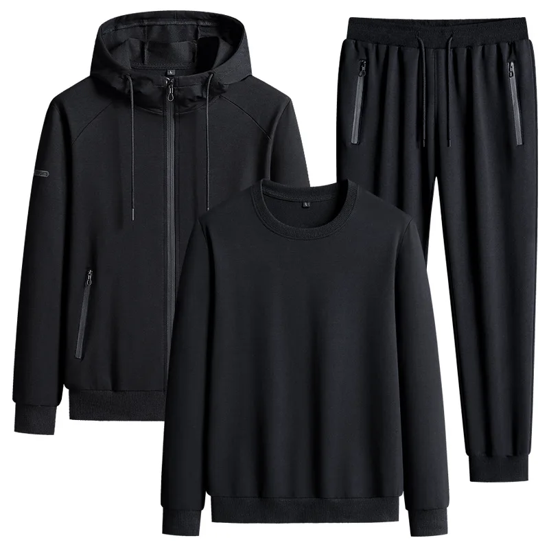 

Men's Hooded Jacket Spring and Autumn Loose Casual Sportssuit Young Middle-aged Sweatshirt Set Trendy Sportswear Set